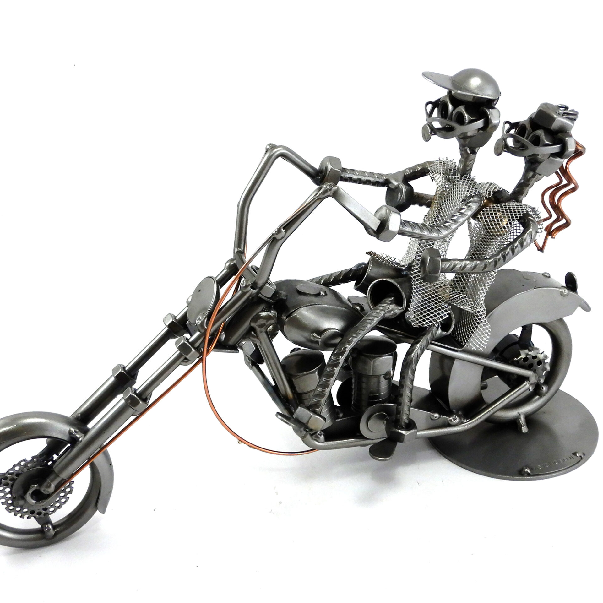 SCULTURA COPPIA SU HARLEY CHOPPER METAL IDEA.IT