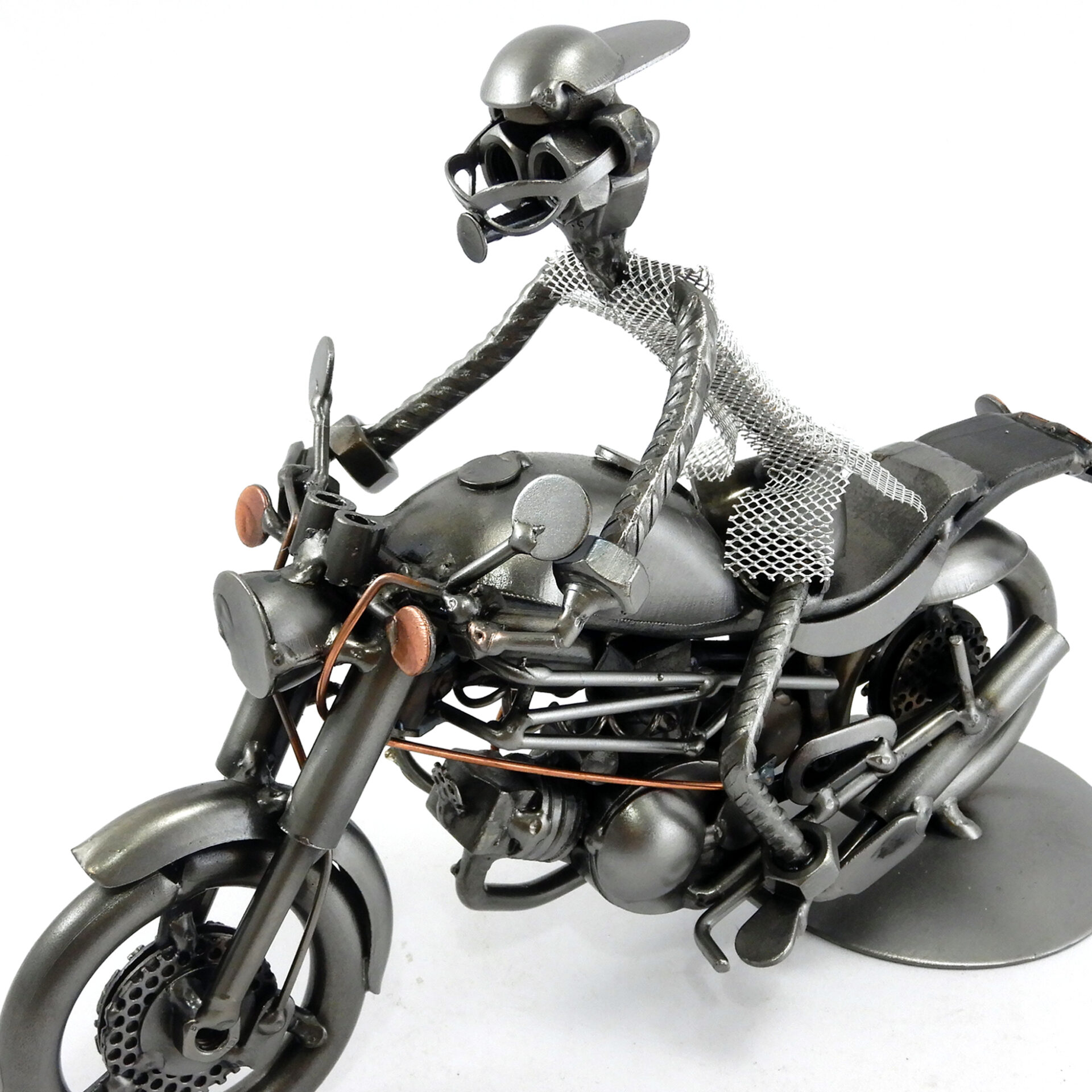 SCULTURA MOTOCICLISTA SU MONSTER METAL IDEA