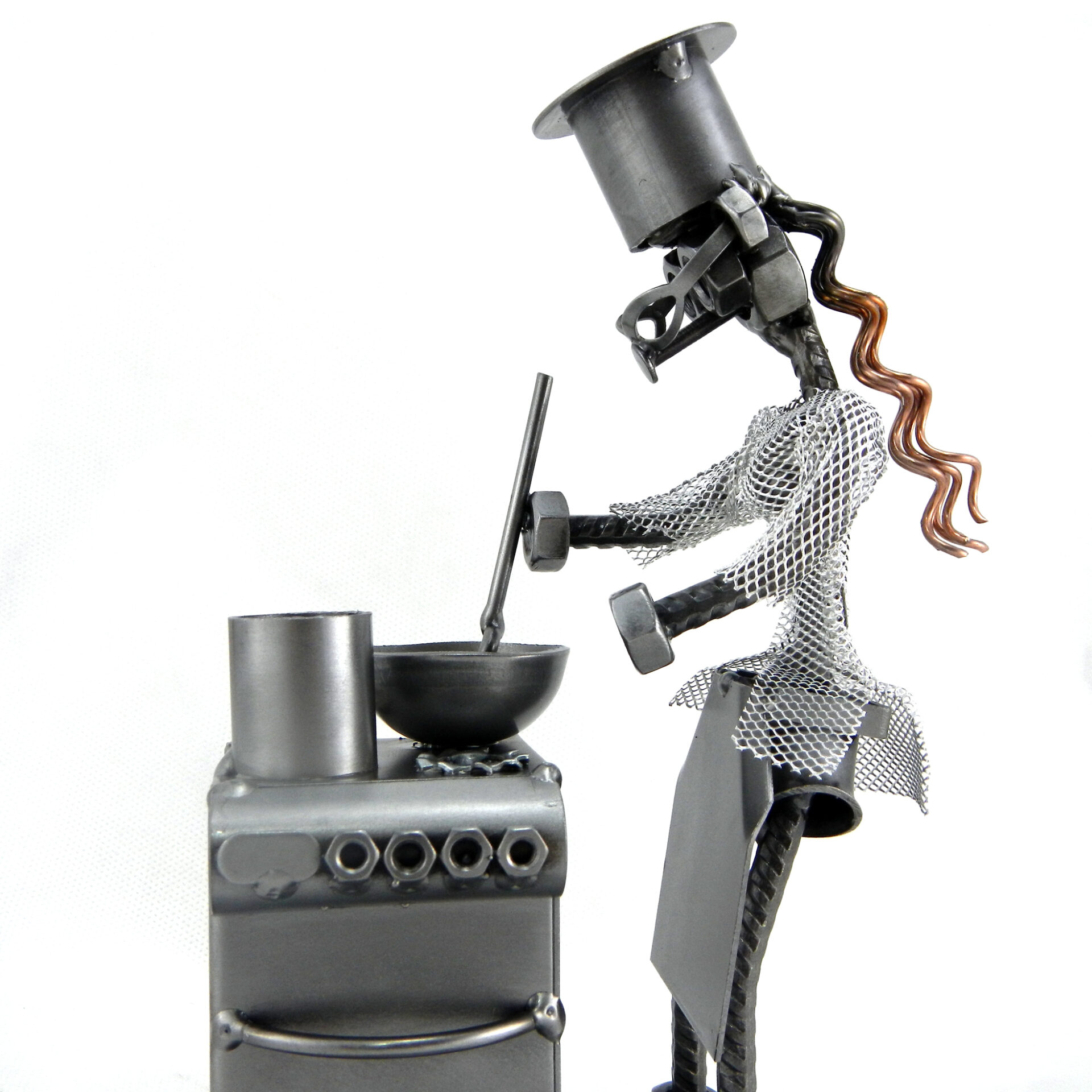 SCULTURA CUOCA CHEF METAL IDEA.IT