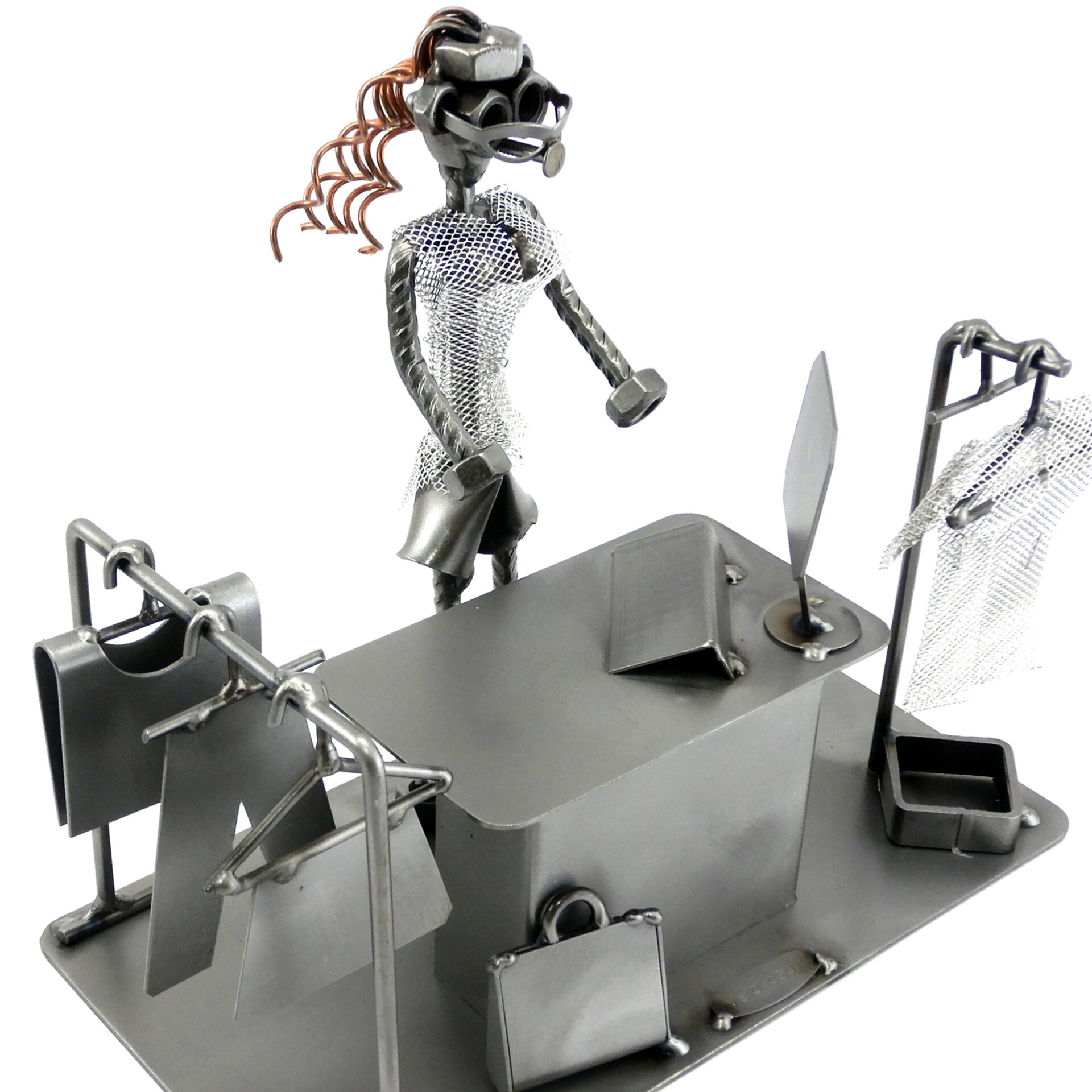 SCULTURA COMMESSA VENDITRICE NEGOZIO METAL IDEA.IT