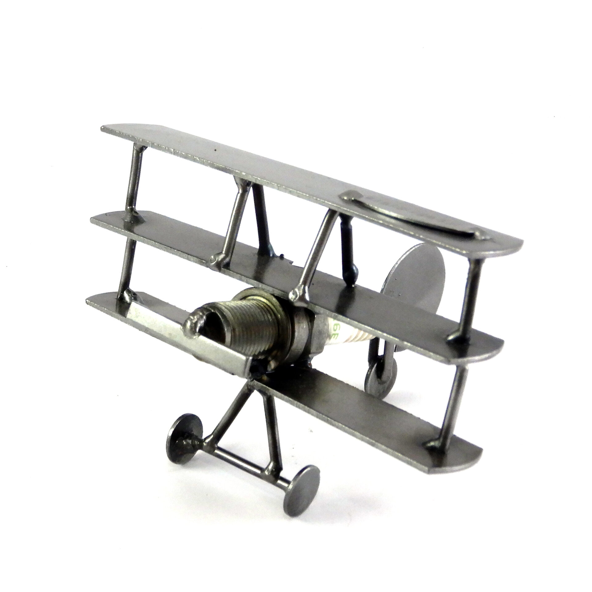 SCULTURA BIPLANO MINI AEROPLANINO BIPLANO METAL IDEA.IT