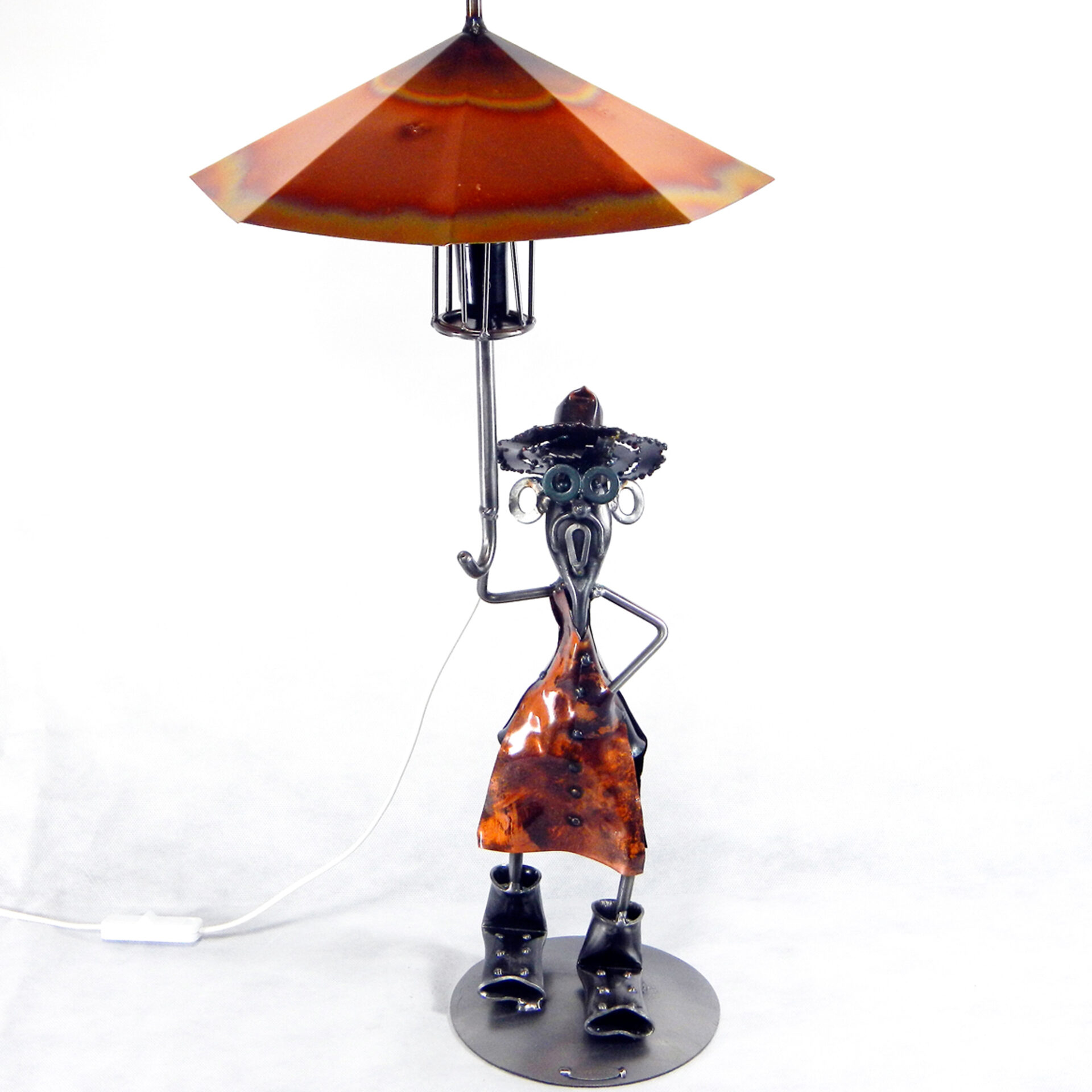 SCULTURA LAMPADA IN RAME METAL IDEA.IT